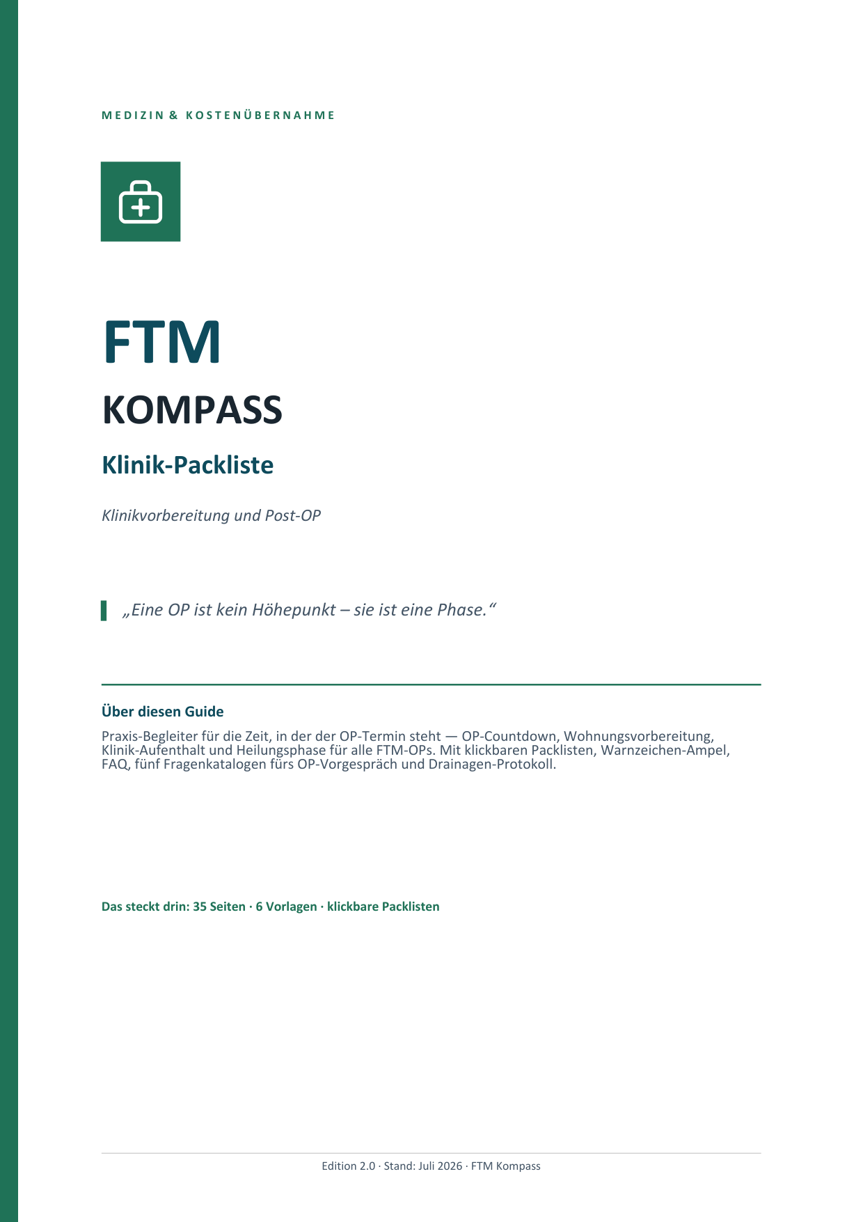 Vorschau 1 aus Klinik-Packliste & Post-OP-Survival-Guide