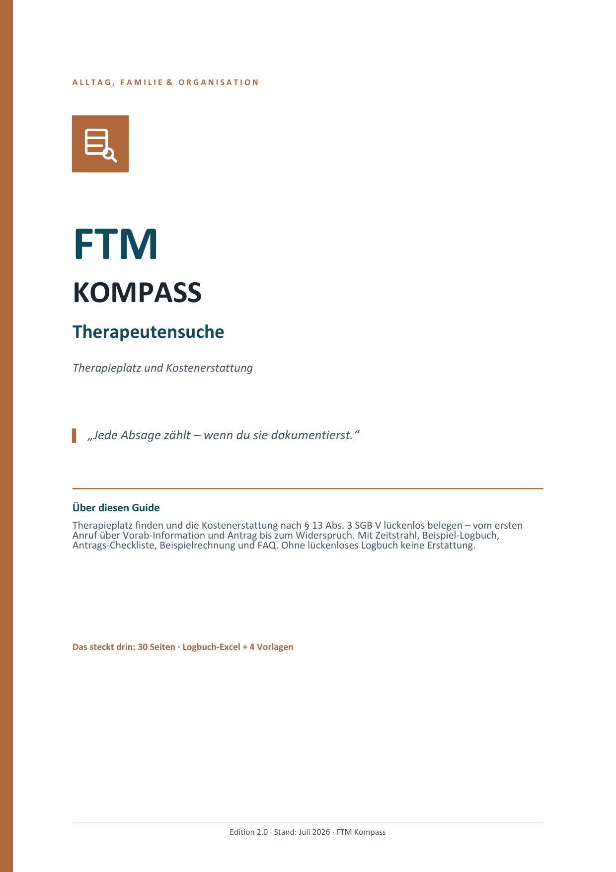Vorschau 1 aus Therapeutensuche-Logbuch: Strukturierte Suche und Dokumentation